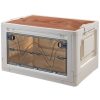 Caja de almacenamiento plegable con tapa de madera 47,5x35x28,5 CM