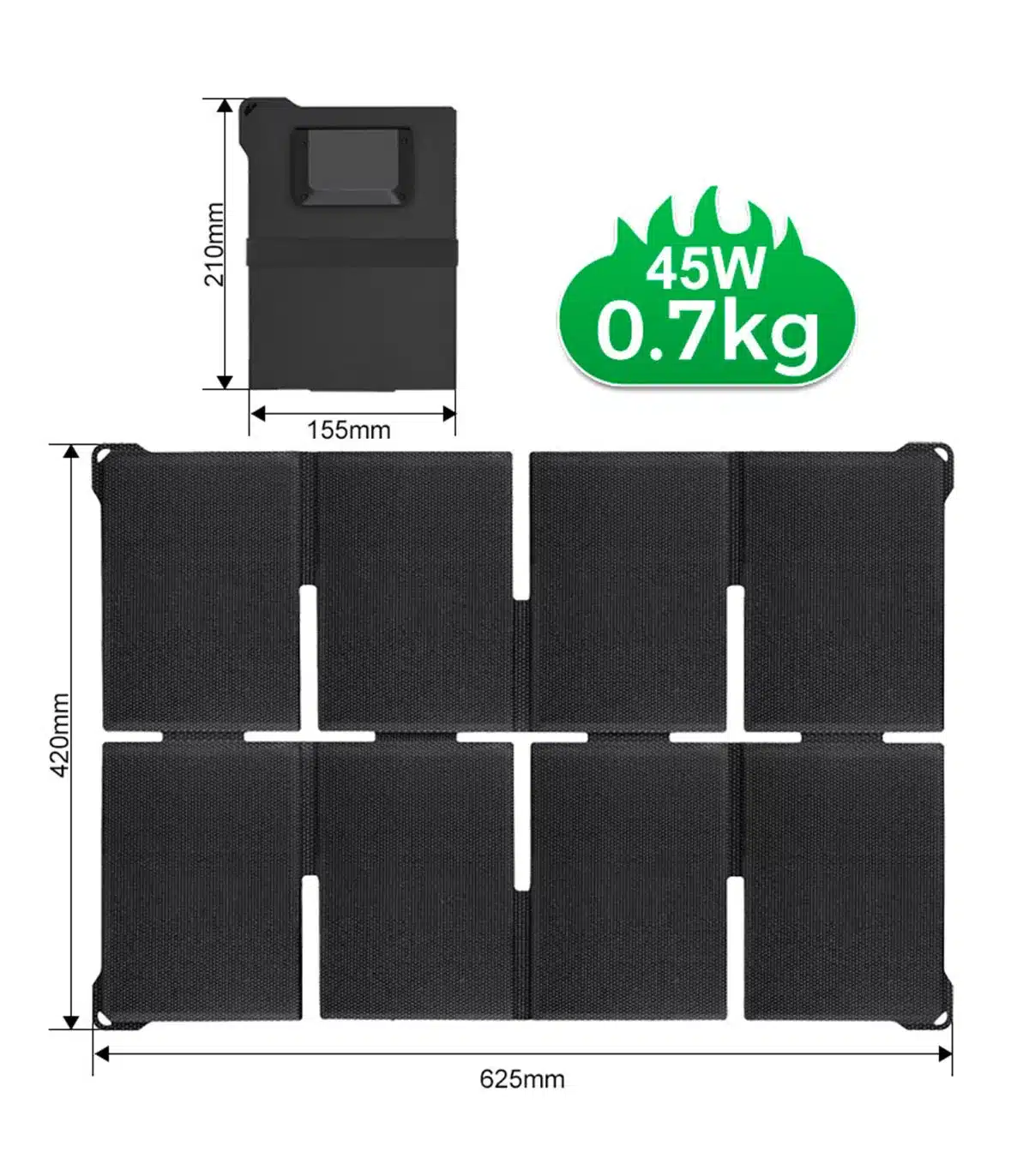 Panel Solar Plegable 45W Portátil USB-C, USB-A y DC 18V - Imagen 6